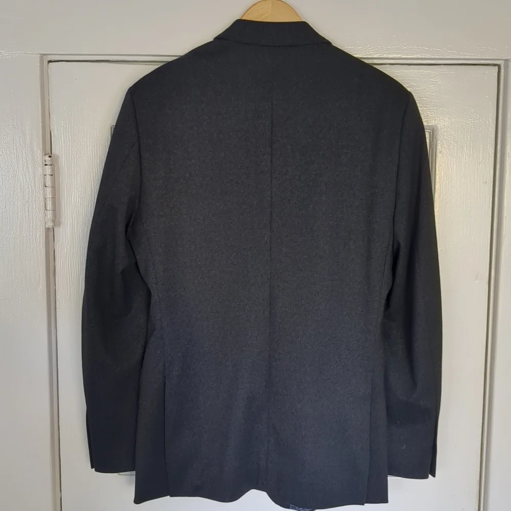 7Diamonds‎ Fit Sport Coat Blazer Medium Charcoal Black Royal Blue EXCELLENT COND